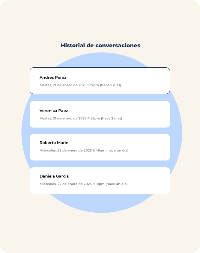 Lleva registro de cada conversación