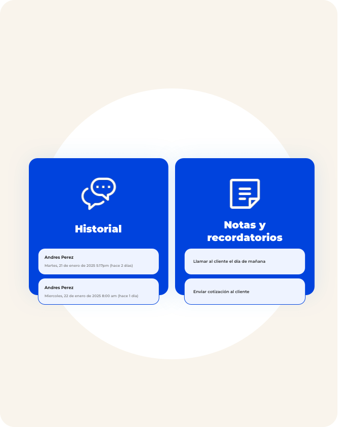 Historial, notas y recordatorios, todo fácil y rápido