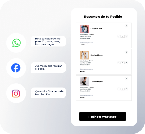 Tu catálogo, conectado al chat.